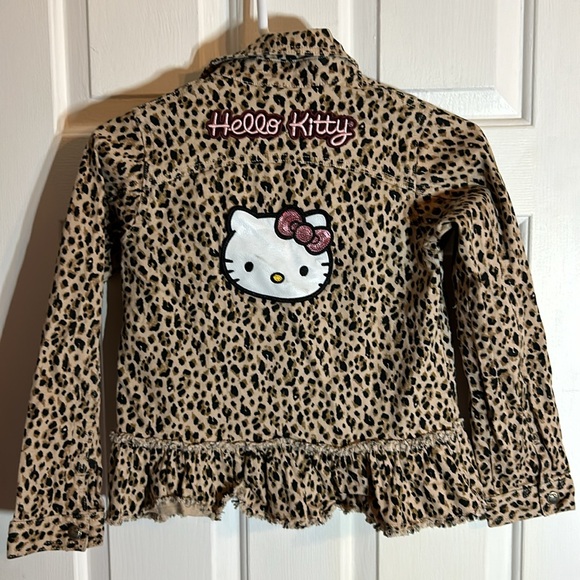 365 Kid Hello Kitty Leopard Snap Front Jacket Size 10-EUC - Picture 5 of 7